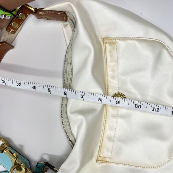 COACH Vintage Purse Handbag White Hampton Silk Leather Hobo Bag Y2K - Picture 8 of 10